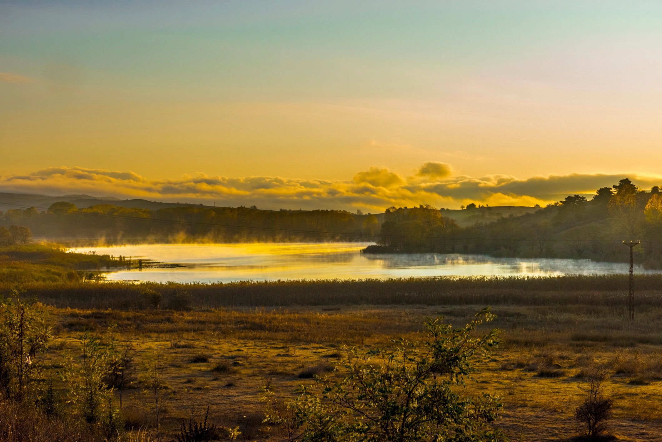 Mist on a lake at dawn