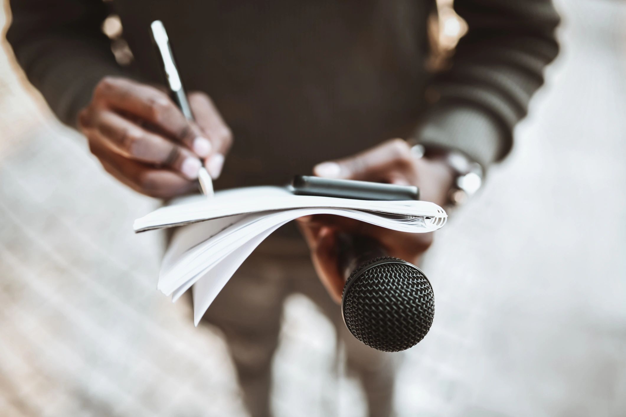 Journalist preparing questions